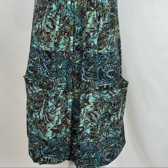 Eliza‎ J New York  Teal Empire Waist Batik Style Print Boho Dress NWOT Size 8 - Picture 4 of 12